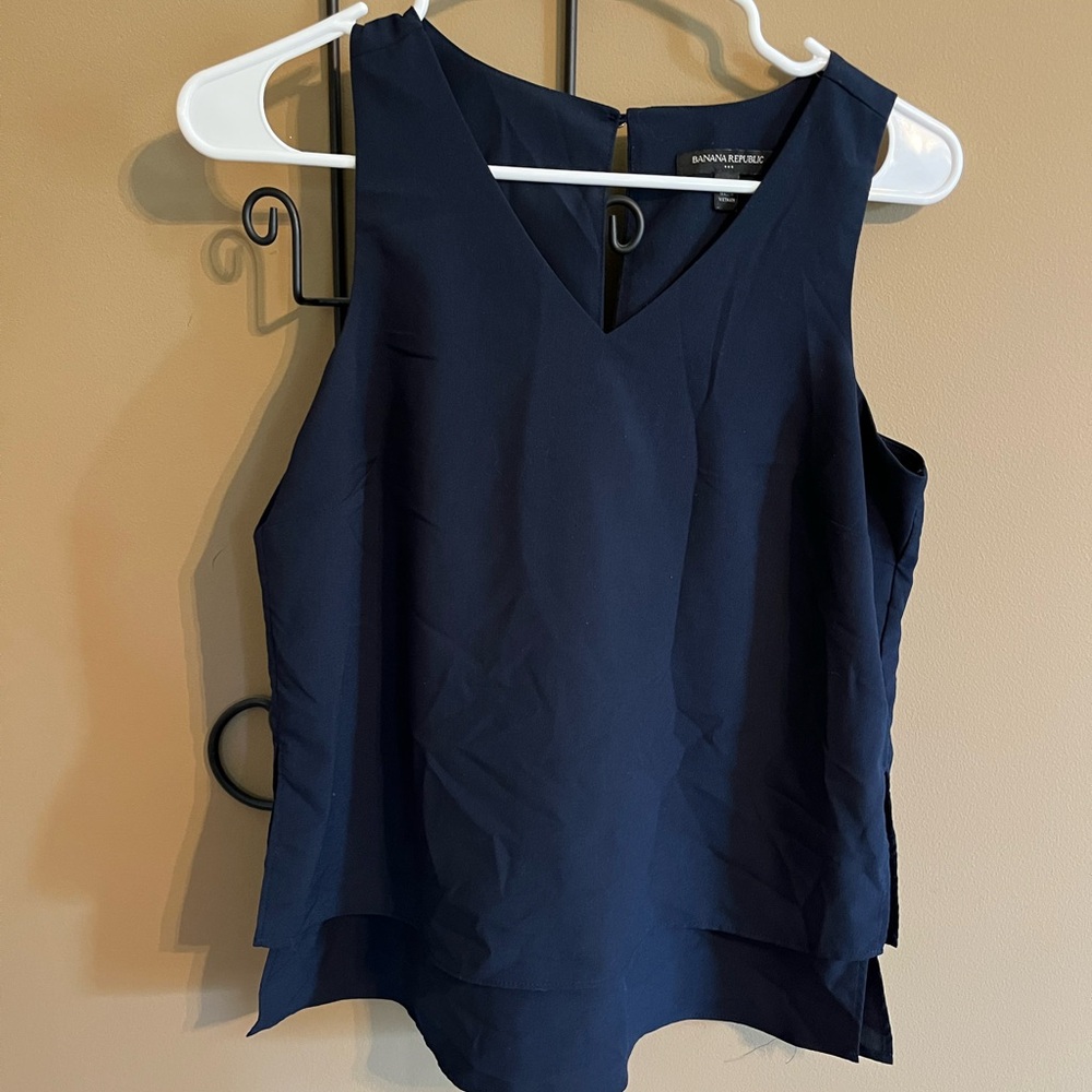 Banana Republic Deep Blue V-Neck Blouse